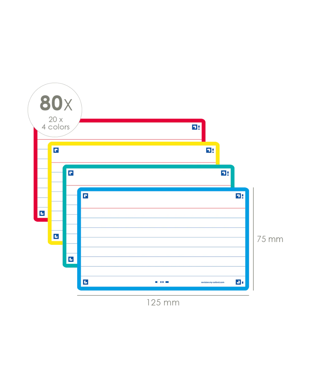 OXFORD flashcards A7 80 stuks multicolor – studiekaarten met Scribzee app