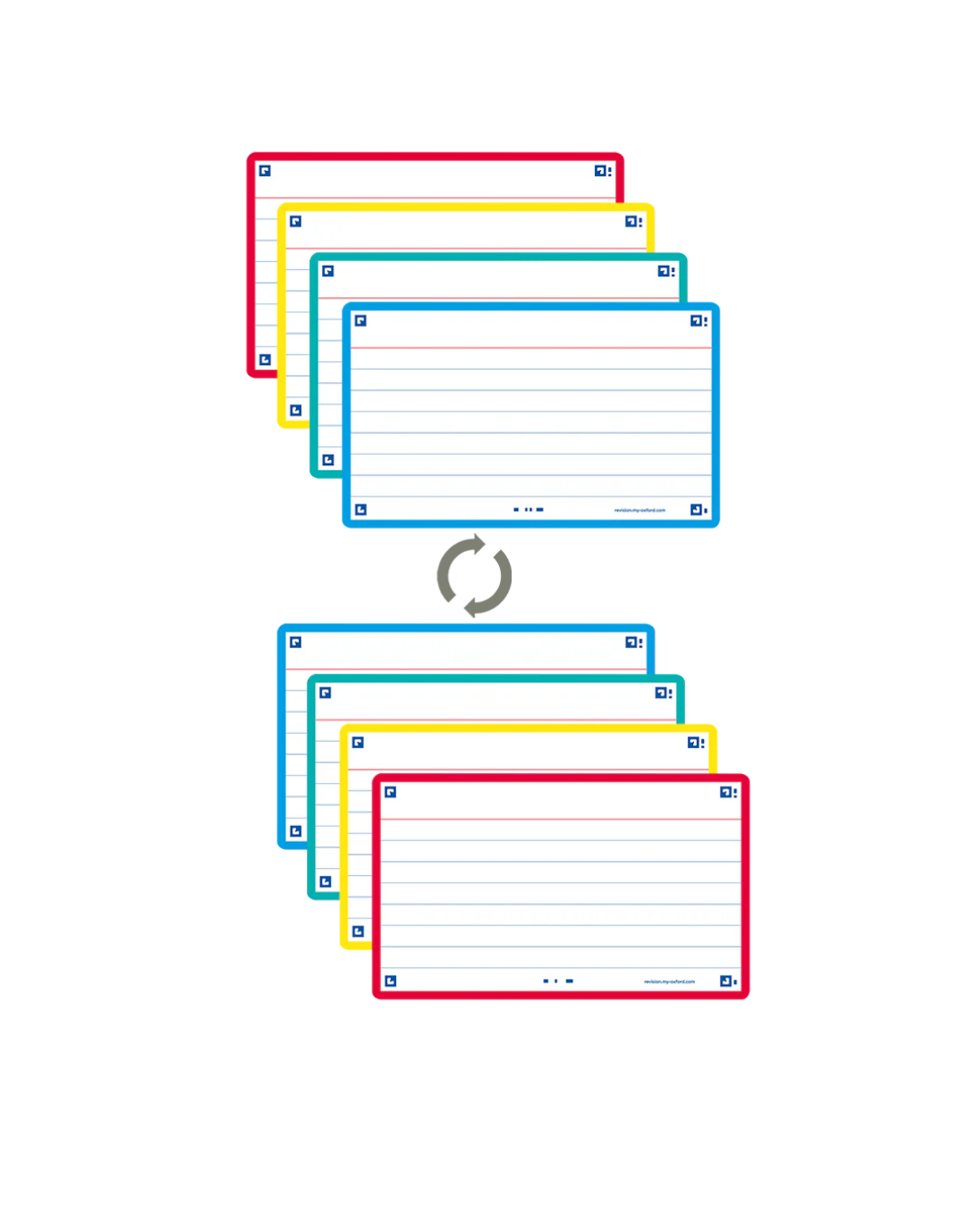 OXFORD flashcards A7 multicolor kleuren – kleurcodering per vak