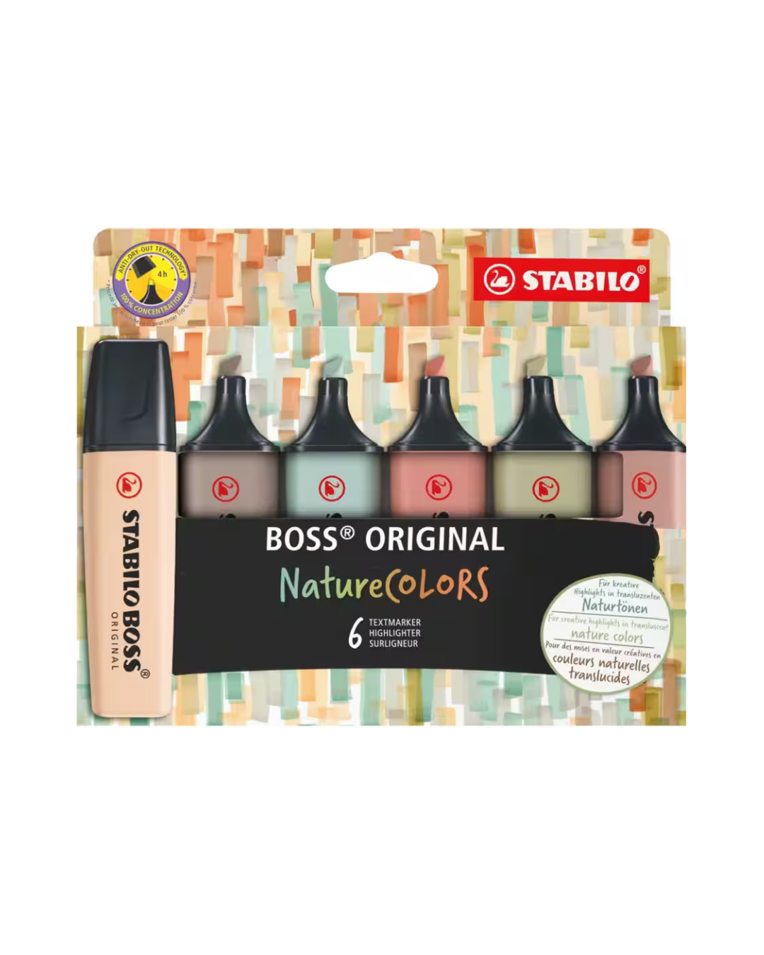 STABILO BOSS Nature tekstmarker set 6 stuks – 6 aardse kleuren