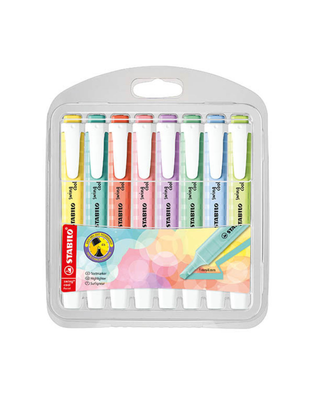 STABILO Swing Cool Pastel markeerstiften – set van 8 pastelkleuren