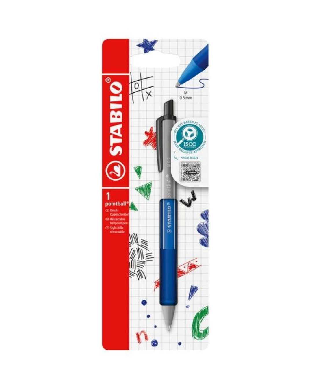 STABILO Pointball Colorful balpen blauw 1 stuk – blauwe behuizing en inkt