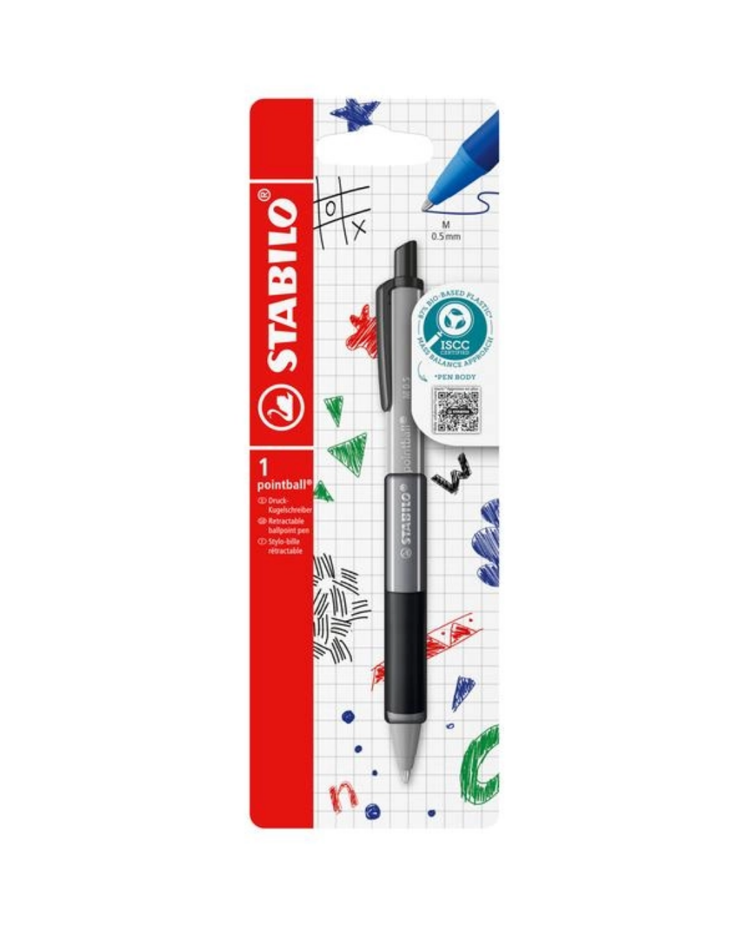 STABILO Pointball Colorful balpen zwart 1 stuk – zwarte behuizing en inkt